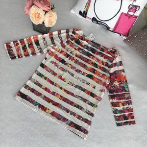 MULTICOLORED STRIPED PETITE SWEATER